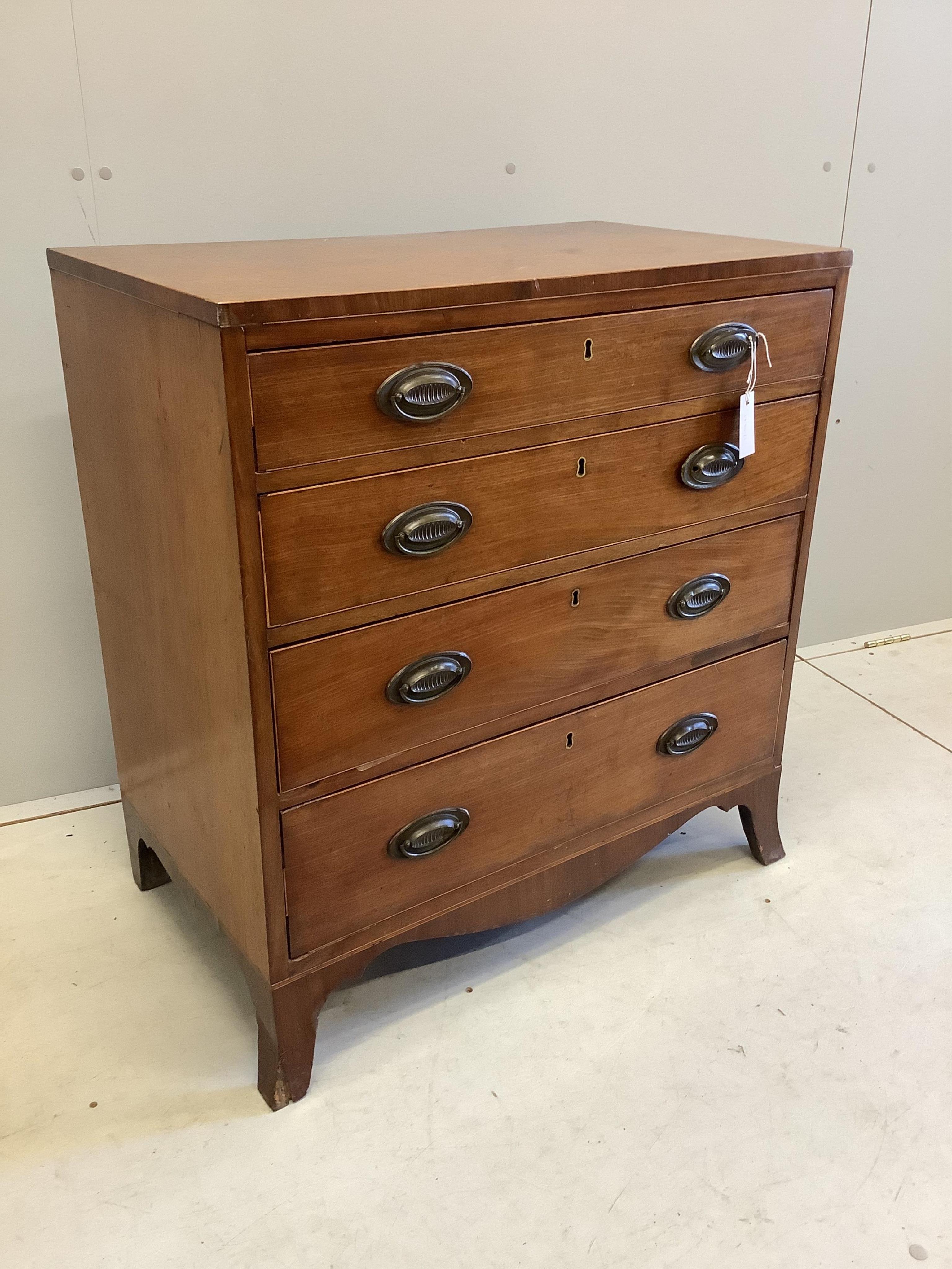 A small Regency mahogany chest of four drawers, width 78cm, depth 46cm, height 83cm